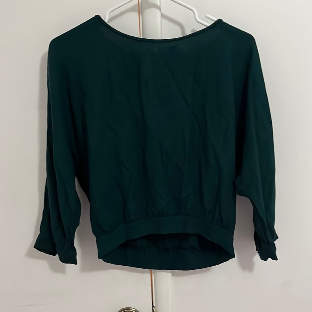Forever 21 Dark Green Mid Sleeve Blouse Small